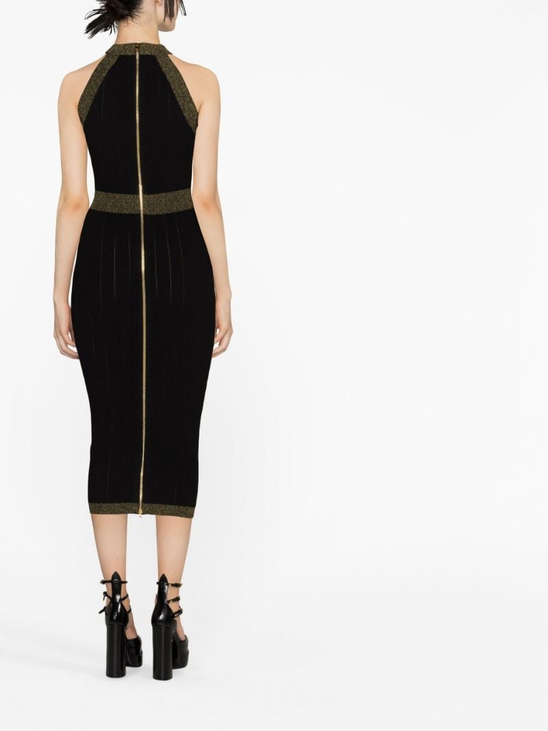 Black Button-embellished Knitted Dress