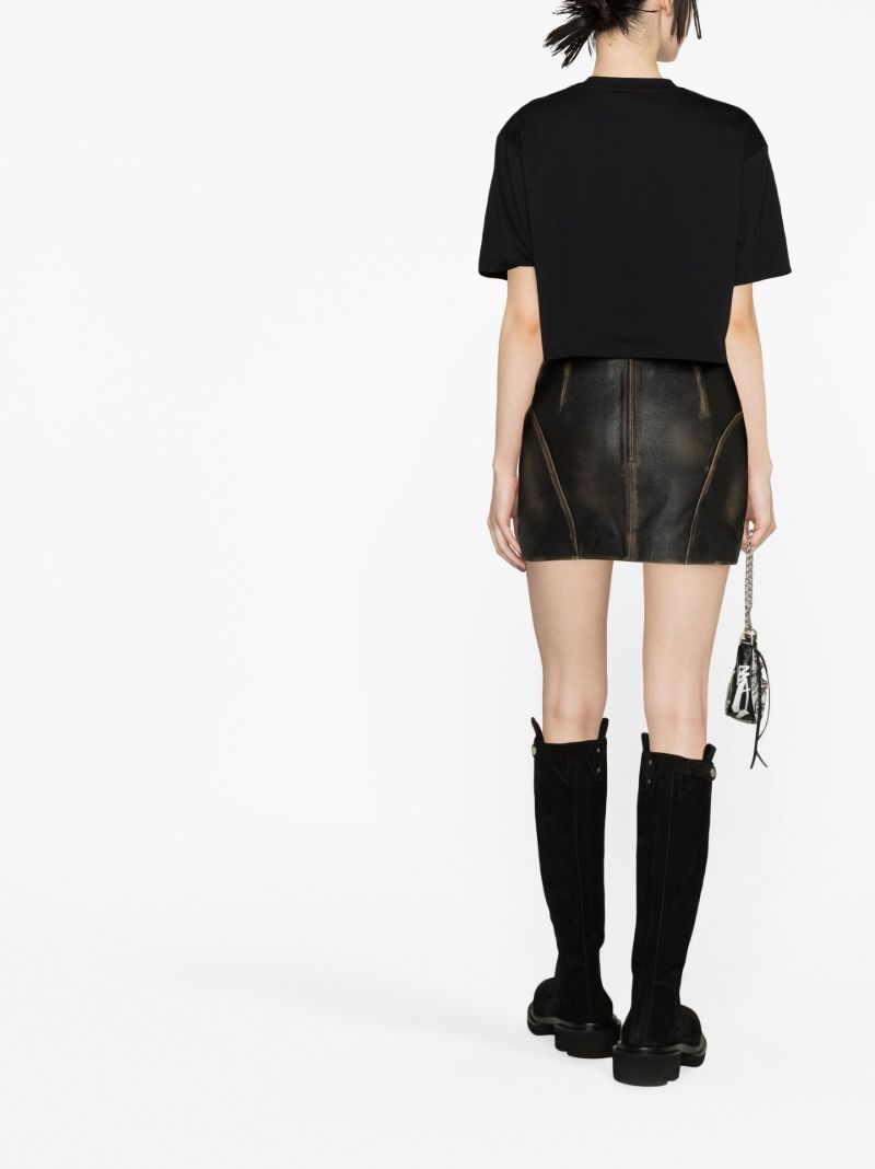 Black Logo Cropped Cotton T-shirt