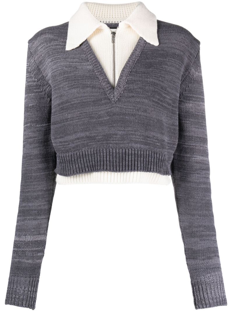 Grey Layered Cropped Sweater