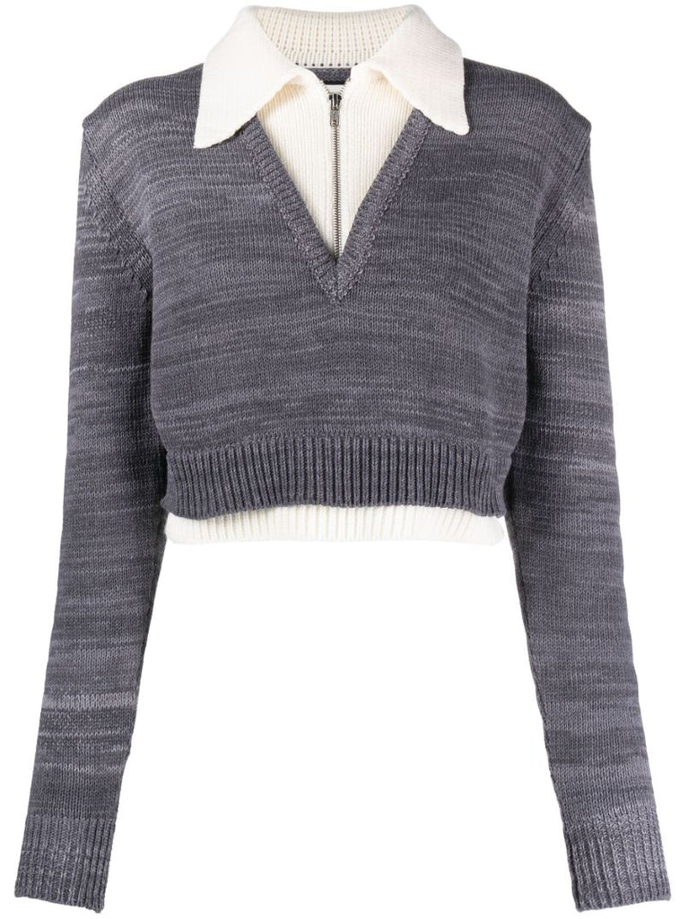 Grey Layered Cropped Sweater
