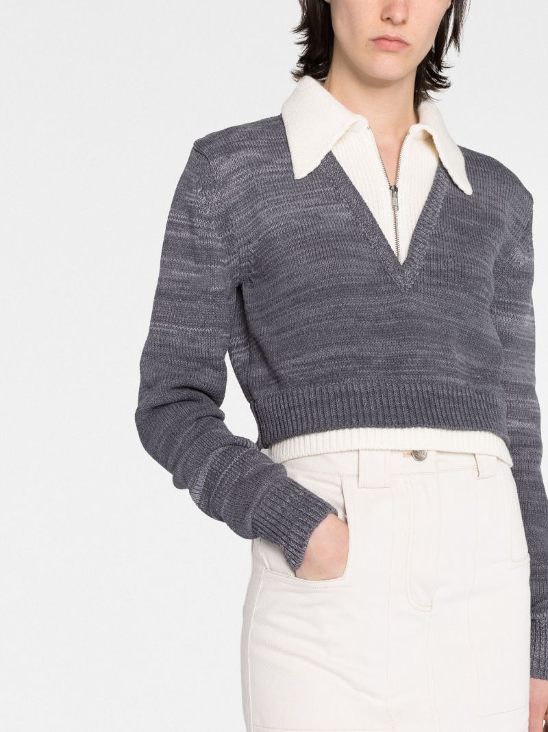 Grey Layered Cropped Sweater