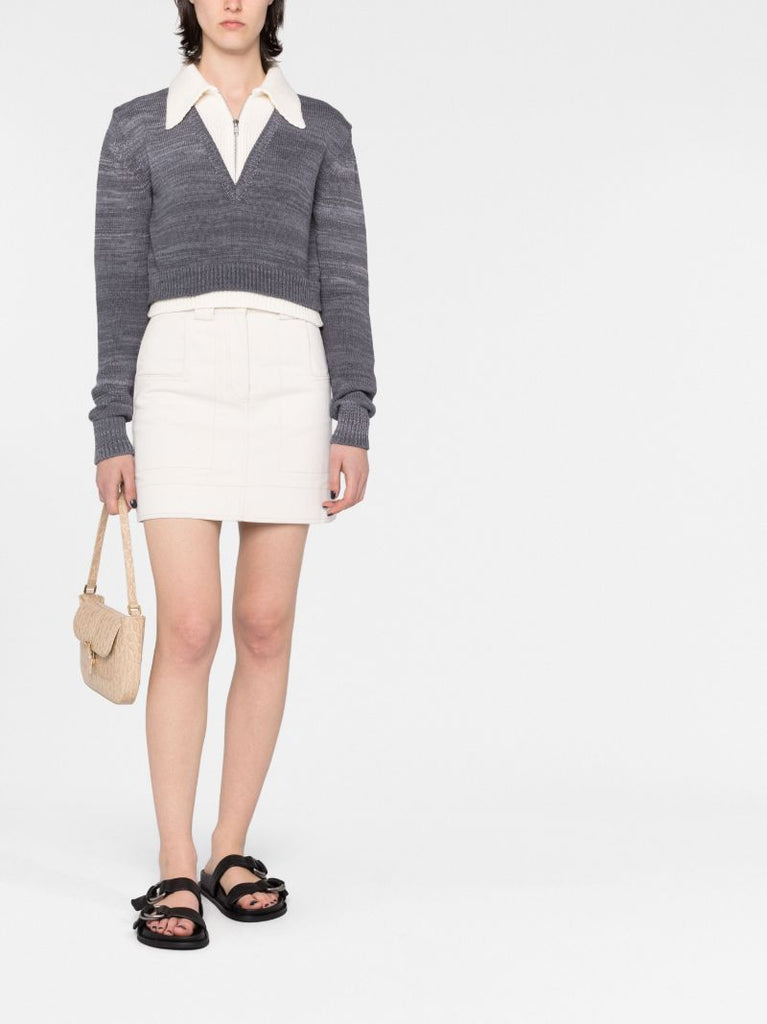 Grey Layered Cropped Sweater