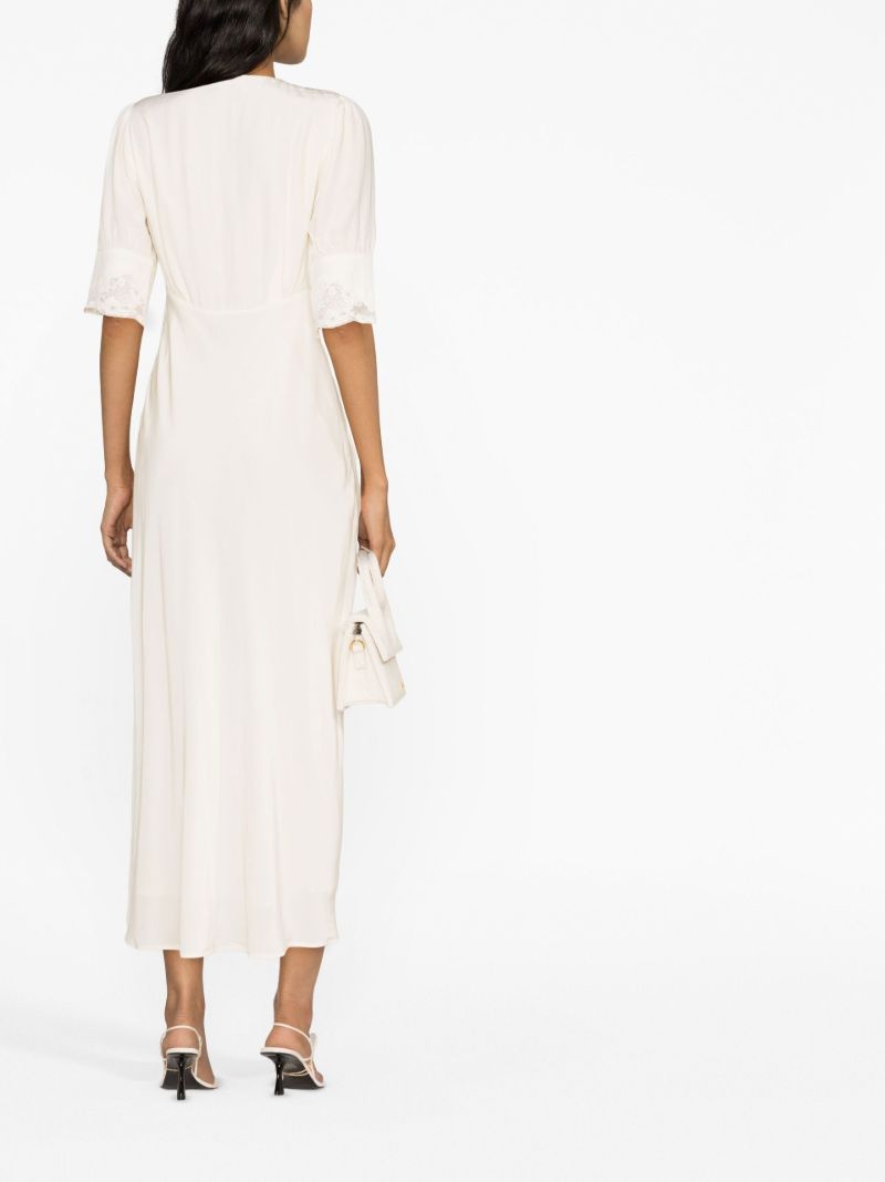 Neutral Simone Lace Trim Dress
