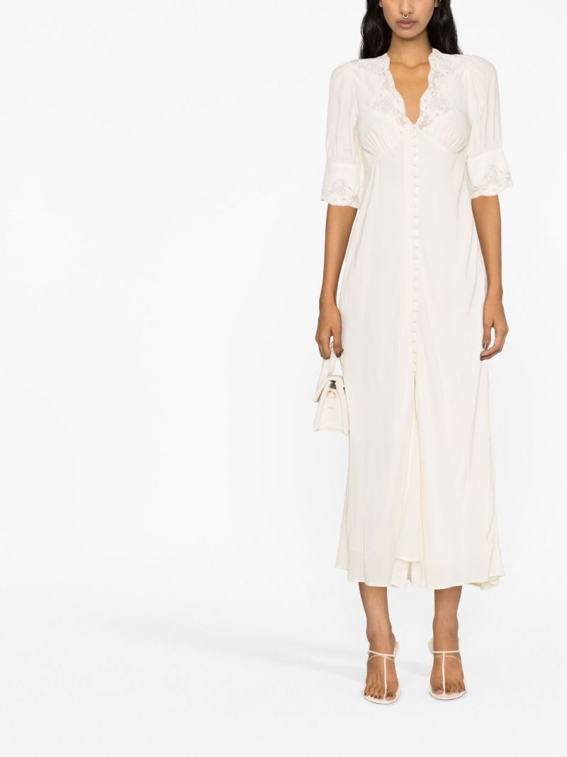 Neutral Simone Lace Trim Dress