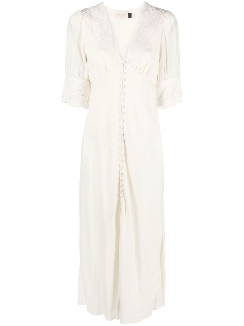 Neutral Simone Lace Trim Dress