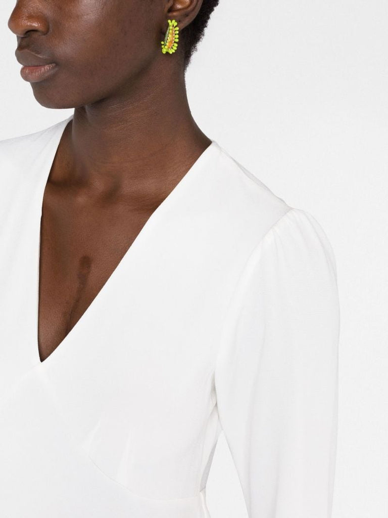 White Mya Feather Trim Midi Dress