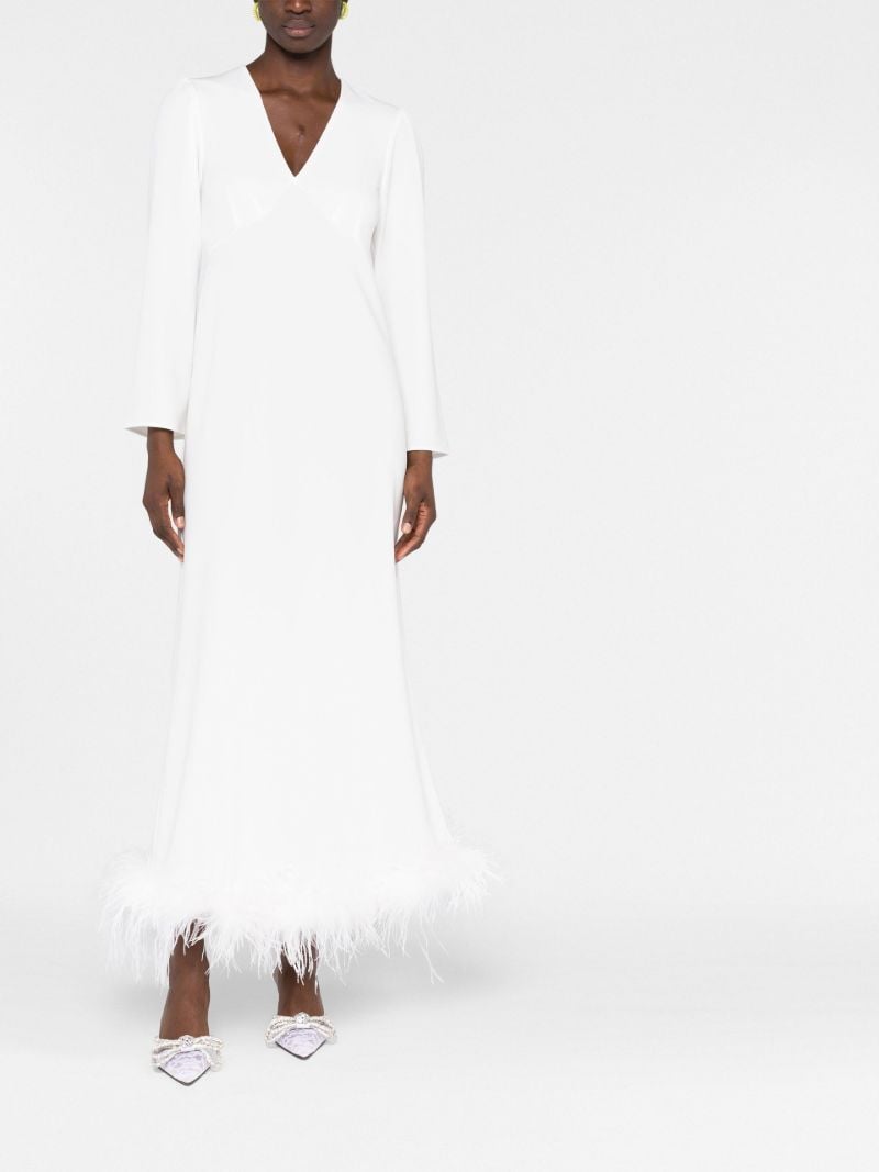 White Mya Feather Trim Midi Dress