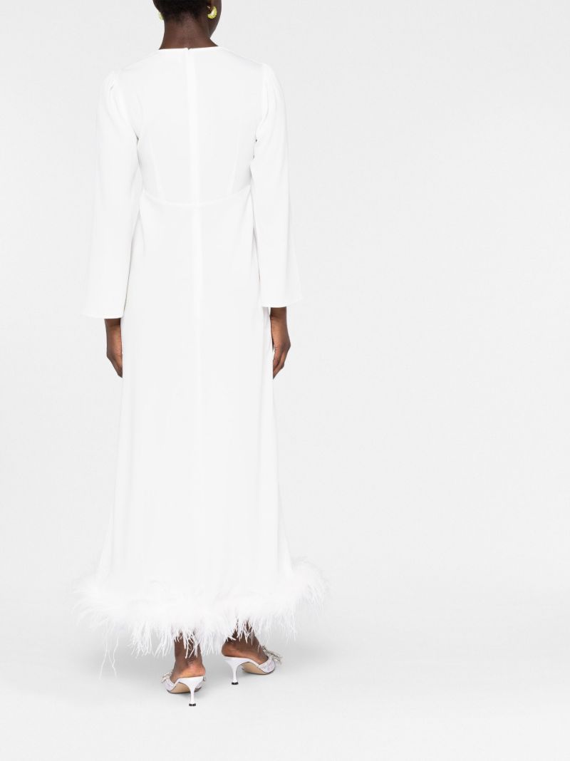 White Mya Feather Trim Midi Dress