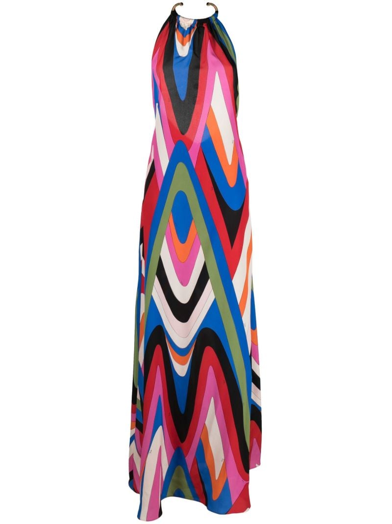Black Moire-print Silk Maxi Dress