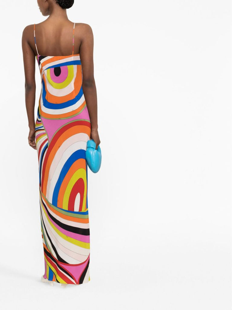 Multicolour Iride Print Silk Dress