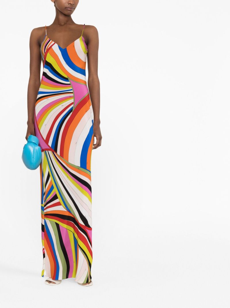 Multicolour Iride Print Silk Dress