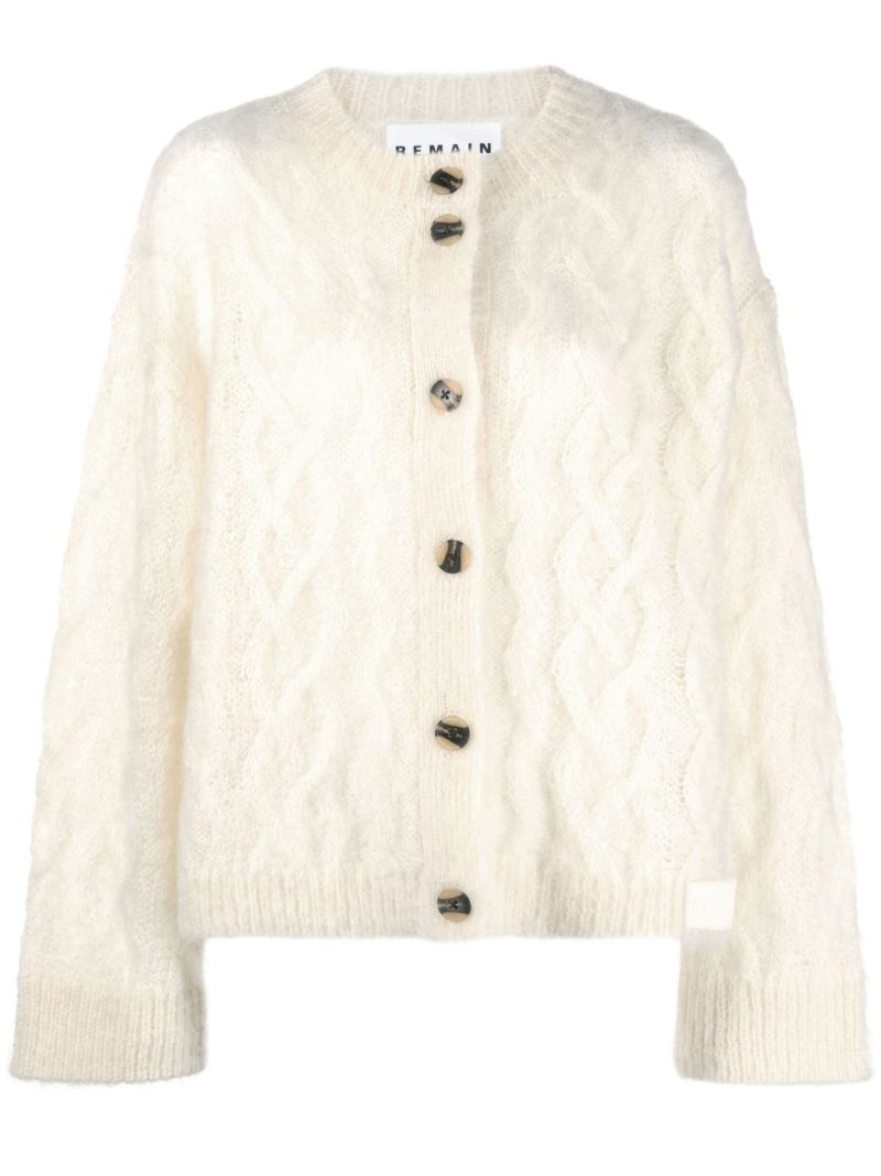 Neutral Krina Cable-knit Cardigan