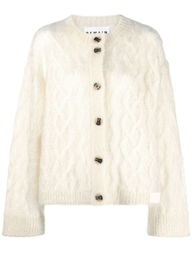 Neutral Krina Cable-knit Cardigan