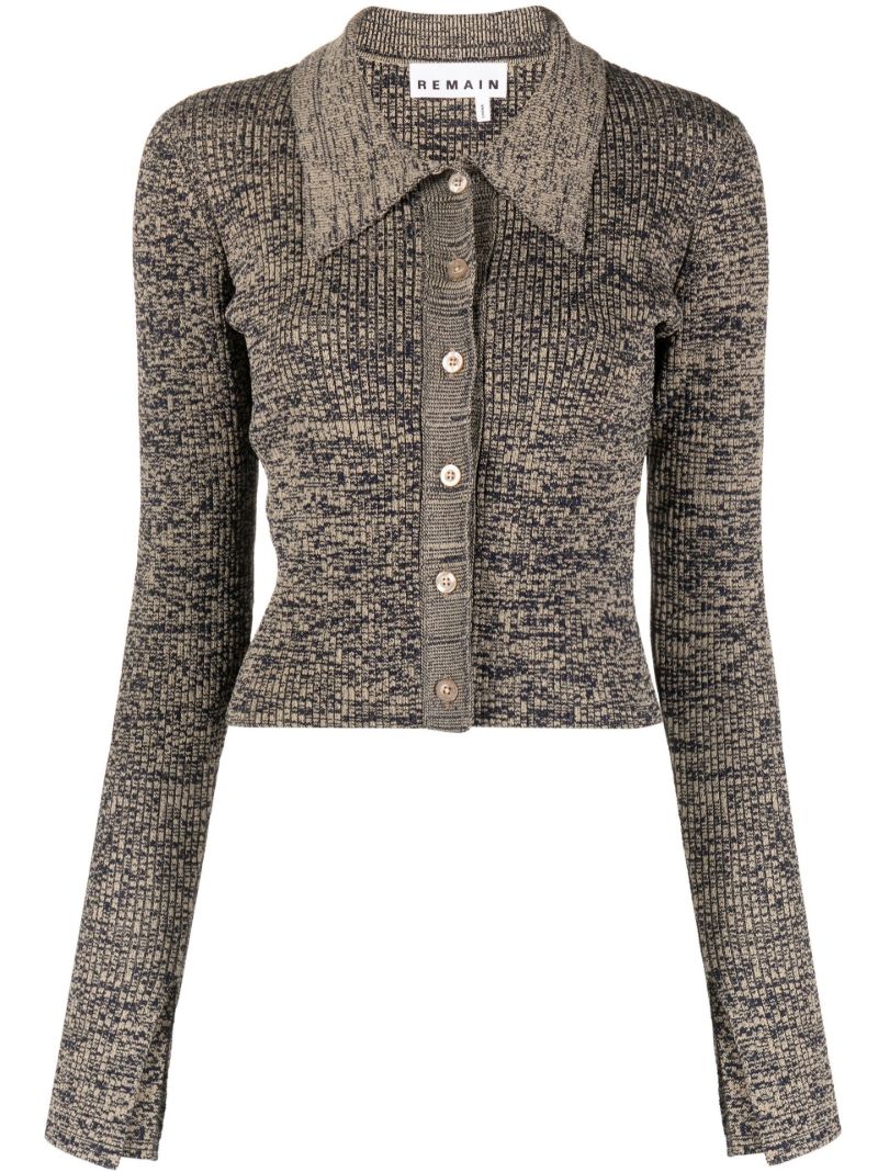 Grey Kulia Ribbed-knit Cardigan
