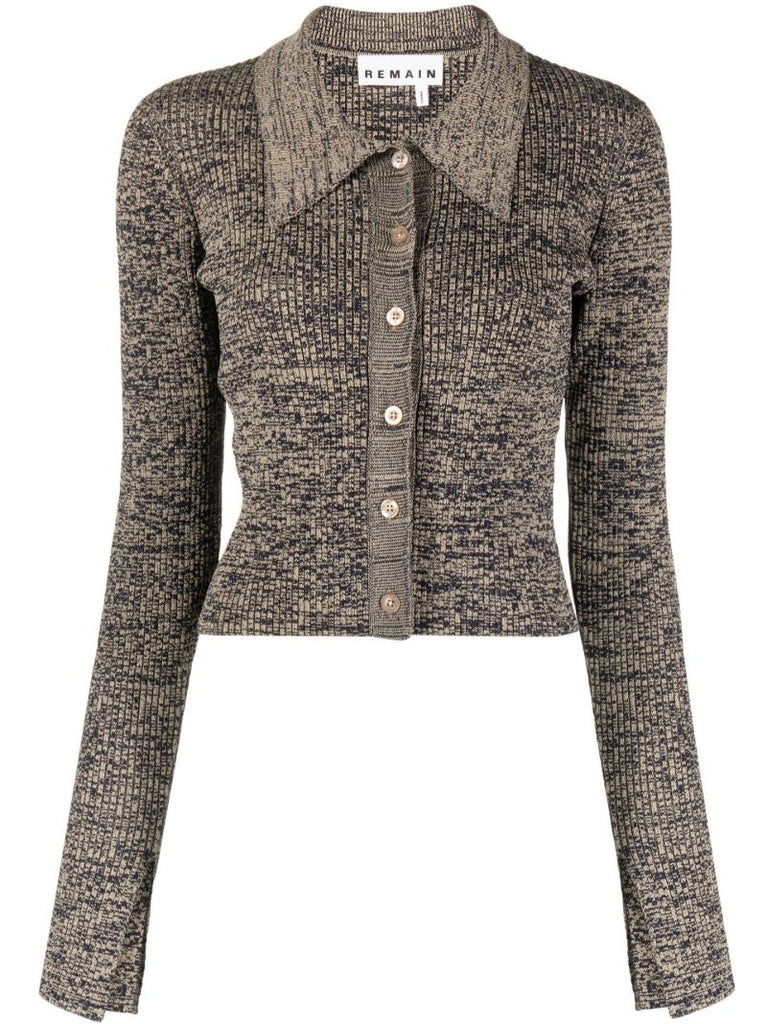 Grey Kulia Ribbed-knit Cardigan