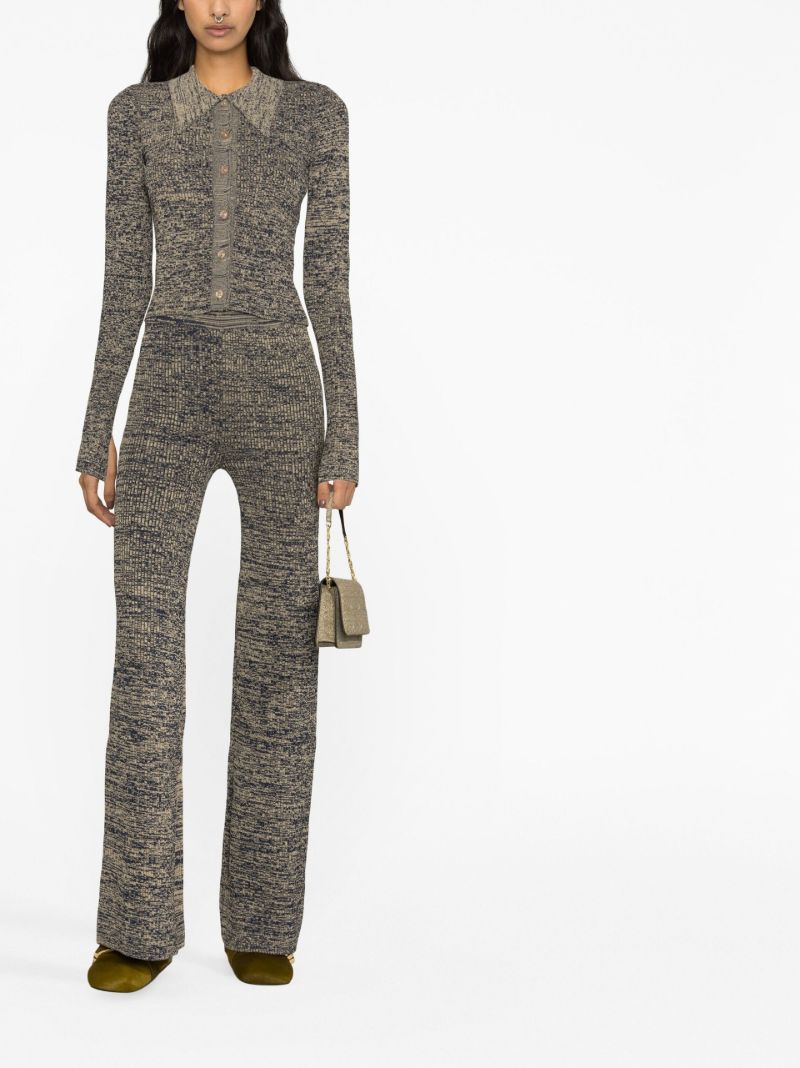 Blue Soleima Ribbed-knit Flared Trousers