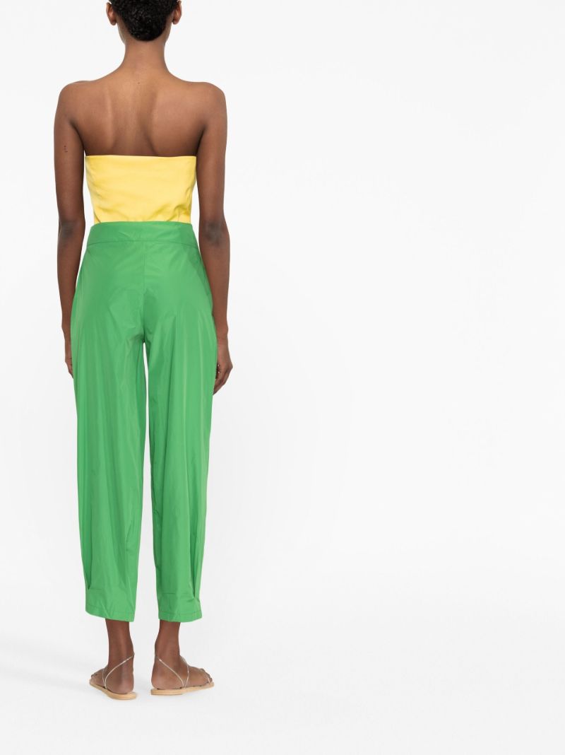 Green High Waist Tapered-leg Trousers