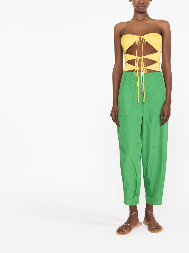 Green High Waist Tapered-leg Trousers