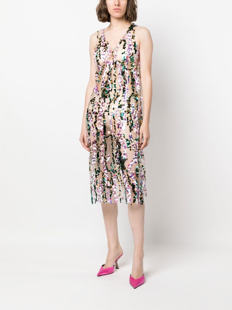 Multicolour Rhode Sequin Embellished Midi Dress