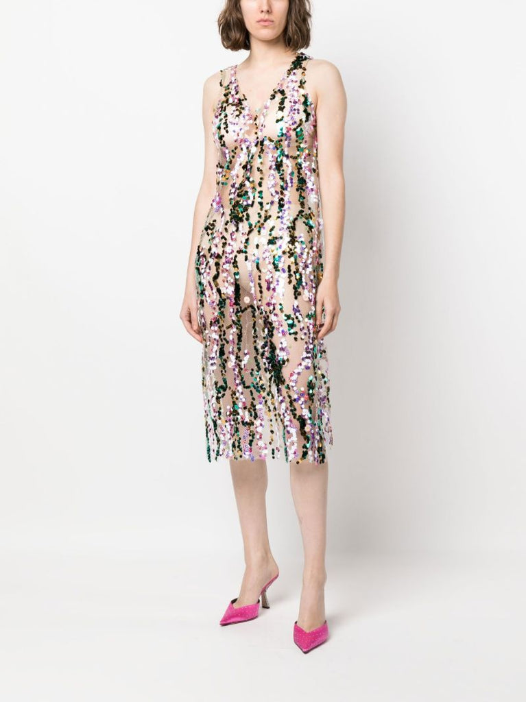 Multicolour Rhode Sequin Embellished Midi Dress