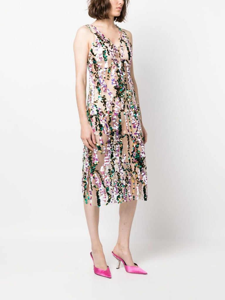 Multicolour Rhode Sequin Embellished Midi Dress