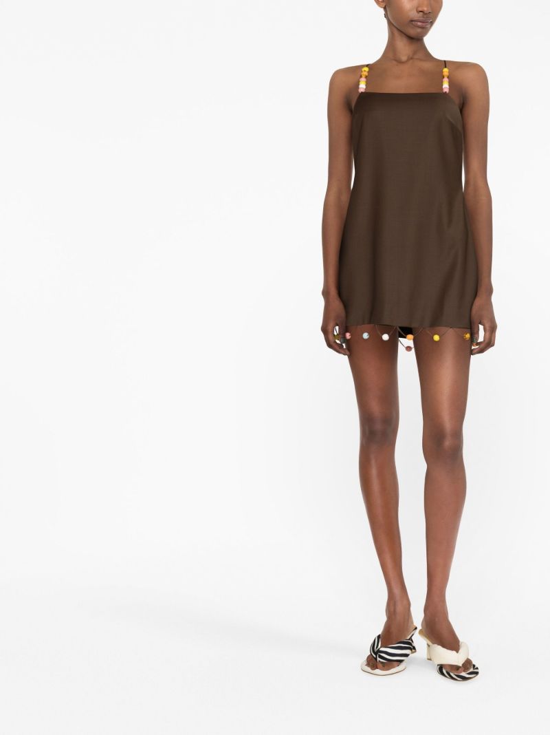Brown River Beaded Mini Dress