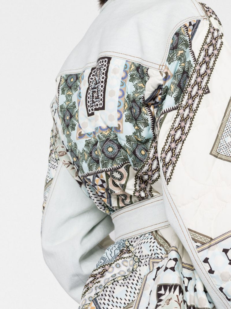 Blue Paisley Print Belted Jacket