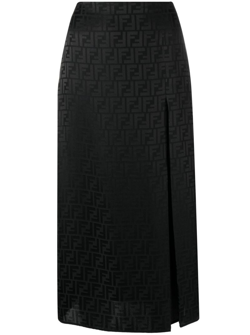 Black Ff Silk Midi Skirt