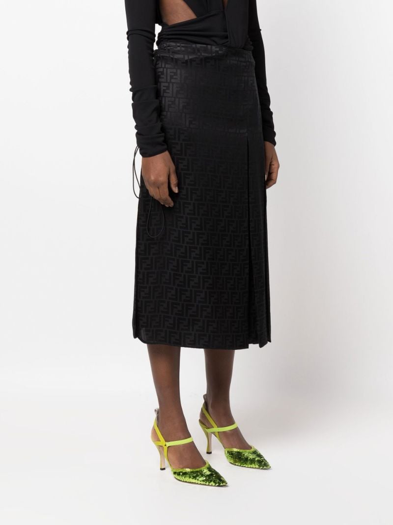 Black Ff Silk Midi Skirt