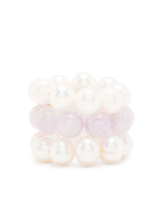 White Stone Pearl Ring