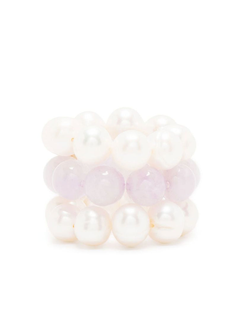 White Stone Pearl Ring