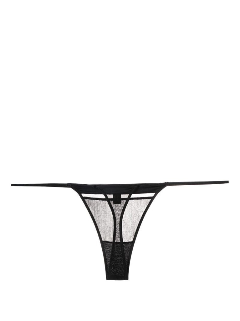 Black Sheer High Cut Thong