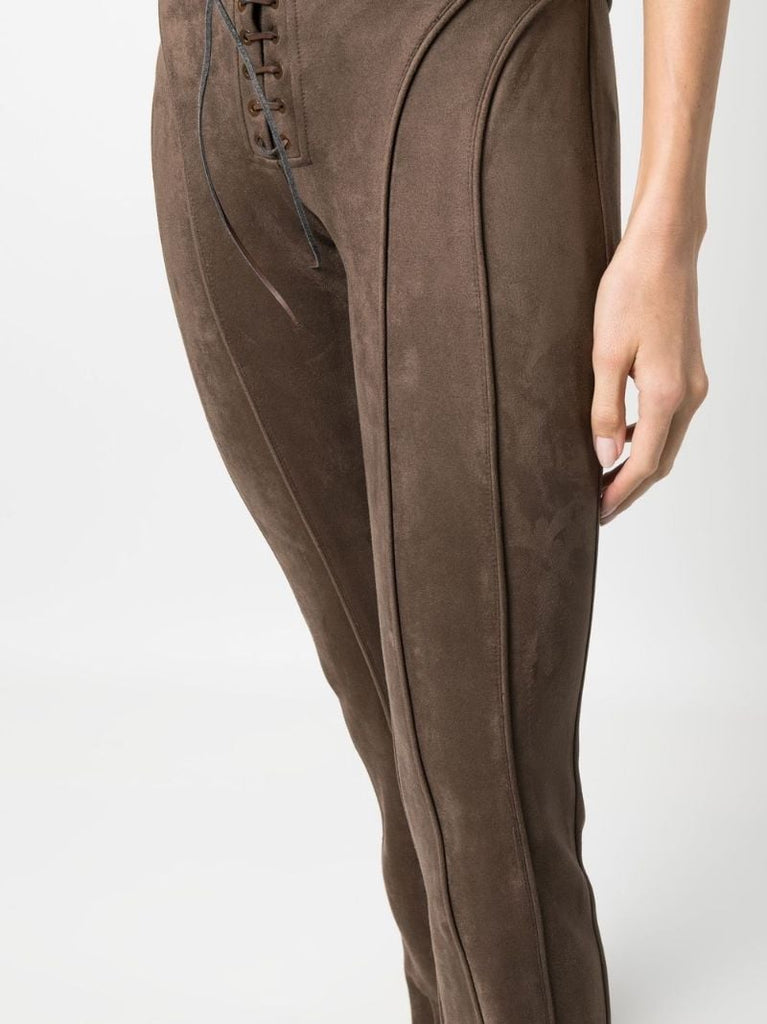 Brown Lara Faux Suede Flared Trousers