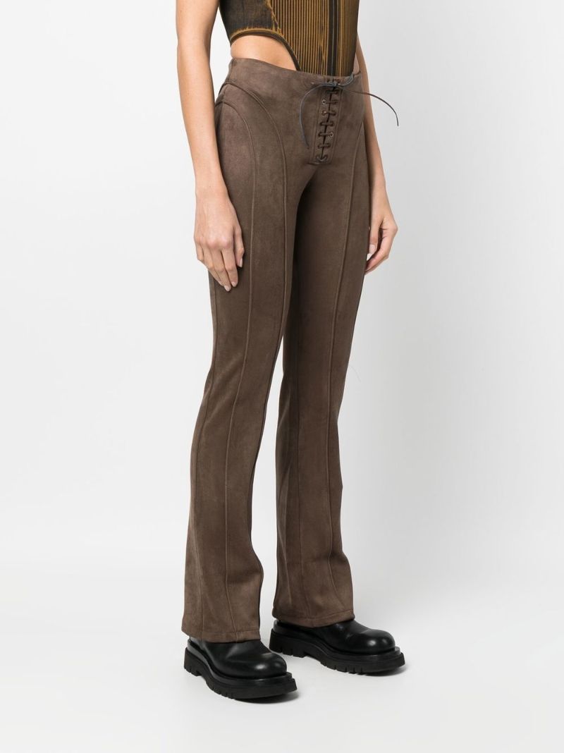 Brown Lara Faux Suede Flared Trousers