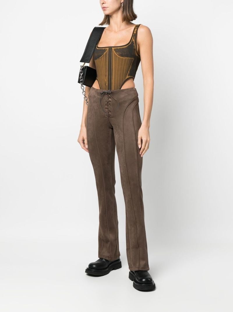 Brown Lara Faux Suede Flared Trousers