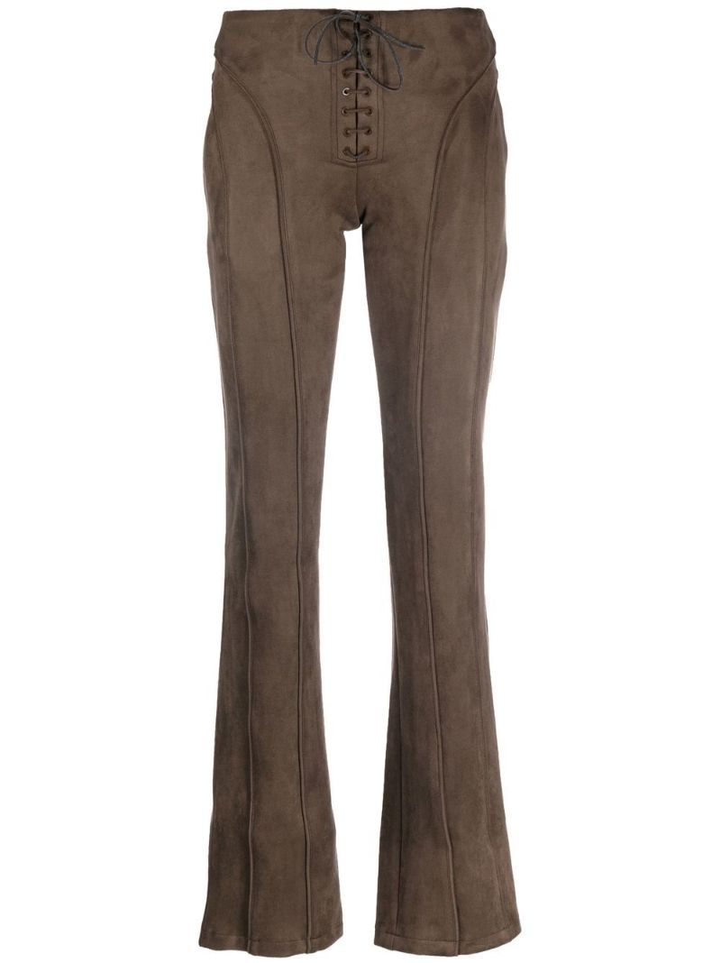 Brown Lara Faux Suede Flared Trousers
