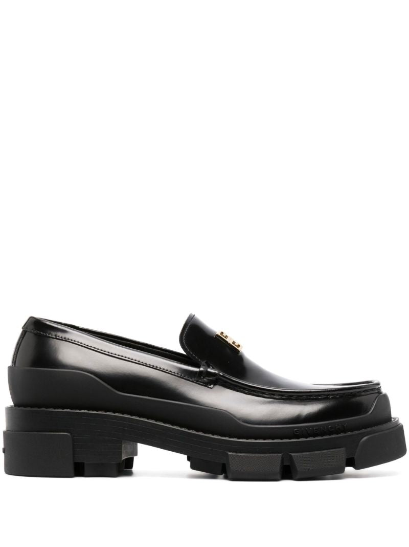 Black Terra Chunky Leather Loafers