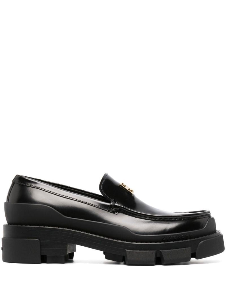 Black Terra Chunky Leather Loafers
