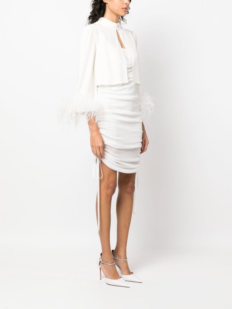 Neutral Addison Feather-trim Jacket