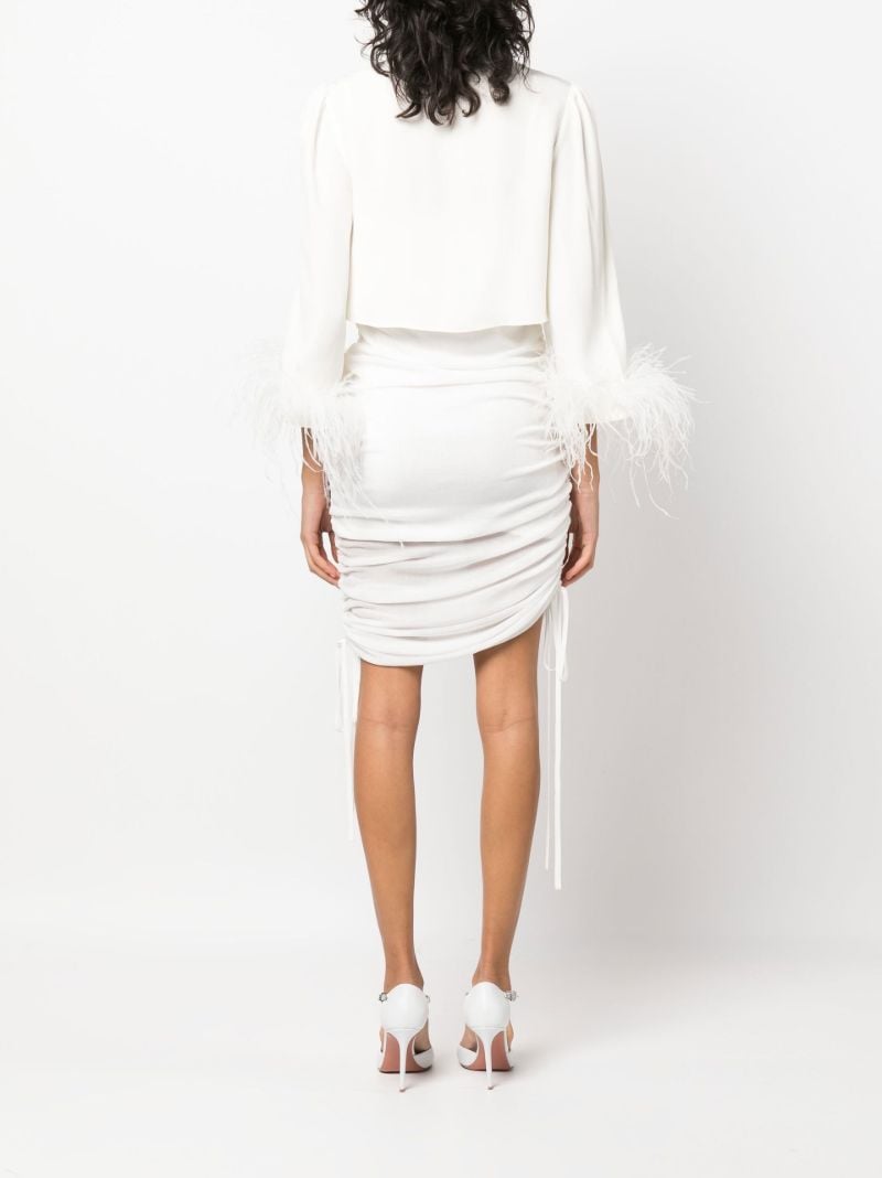 Neutral Addison Feather-trim Jacket