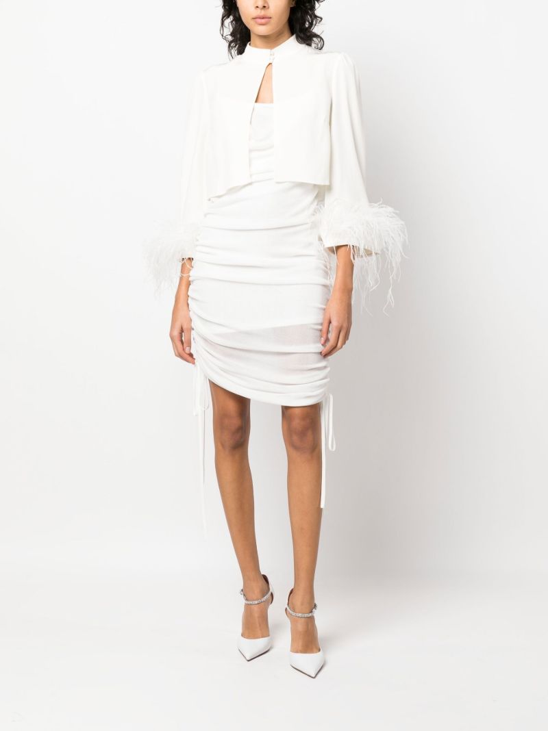 Neutral Addison Feather-trim Jacket