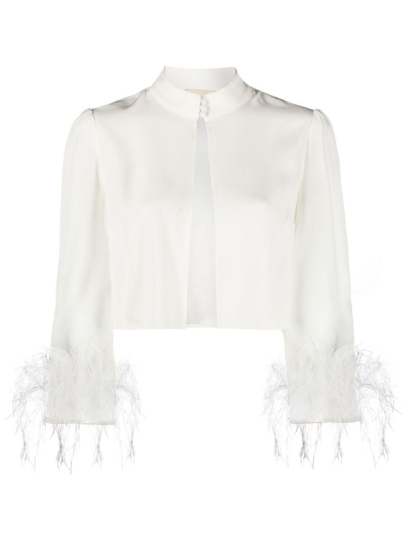 Neutral Addison Feather-trim Jacket