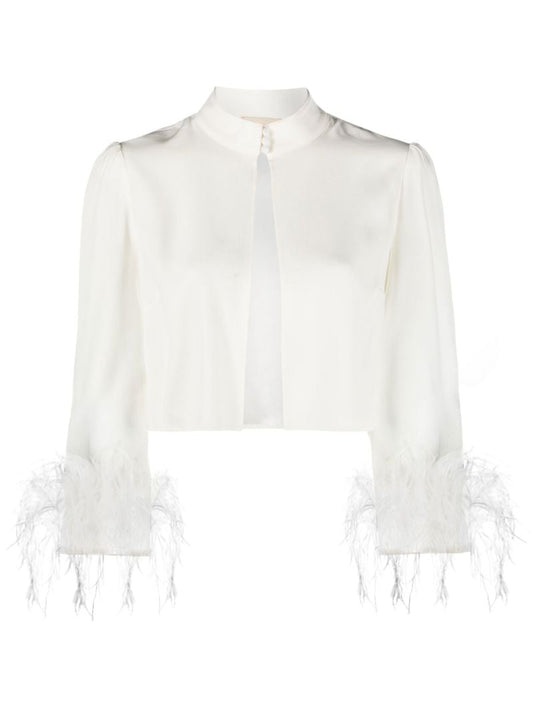 Neutral Addison Feather-trim Jacket