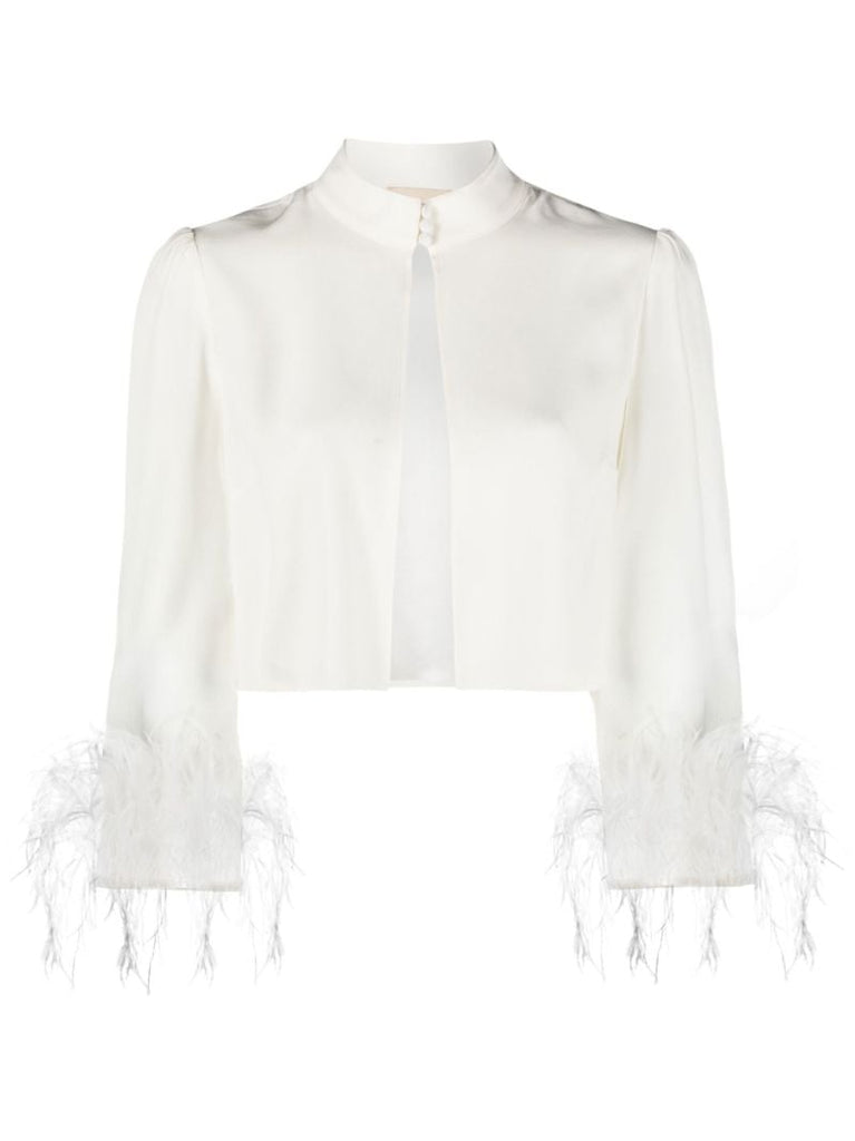 Neutral Addison Feather-trim Jacket