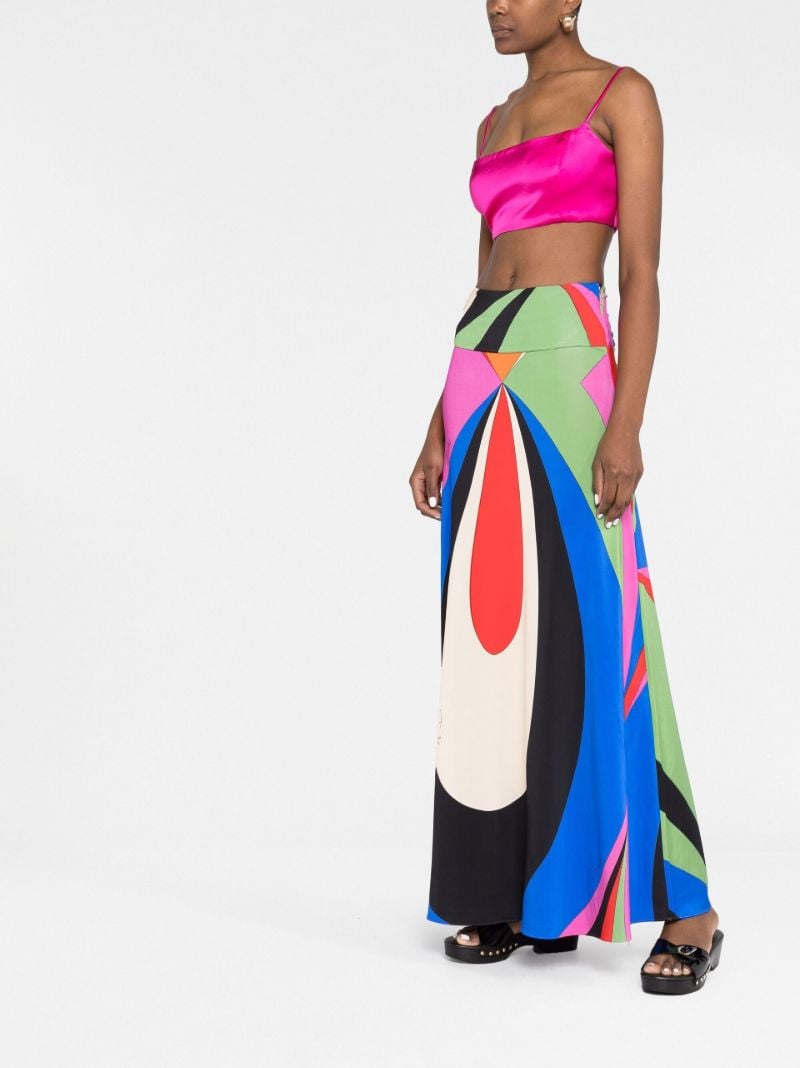 Blue Colourblock Print Maxi Skirt