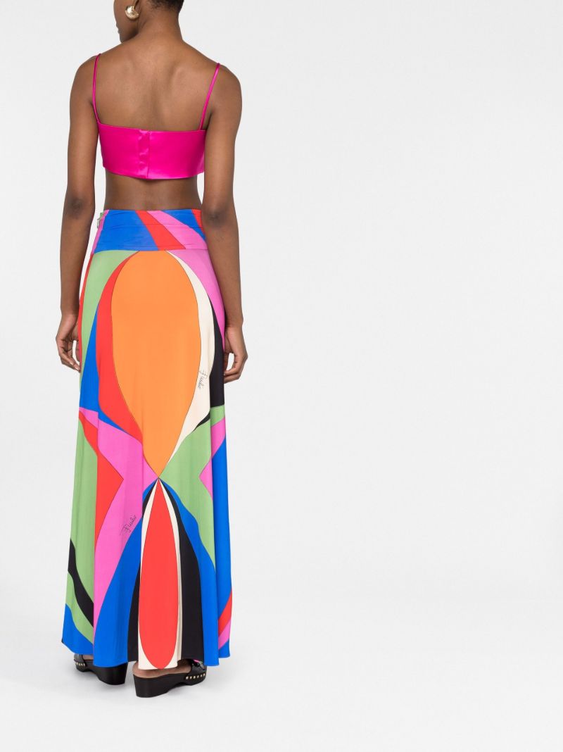 Blue Colourblock Print Maxi Skirt