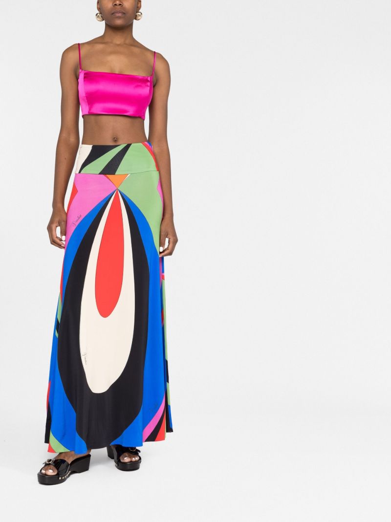 Blue Colourblock Print Maxi Skirt