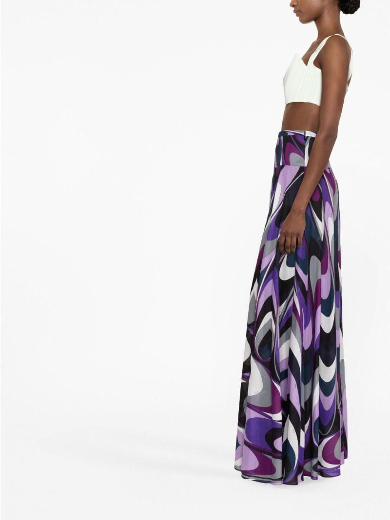 Purple Marmo-print Maxi Skirt