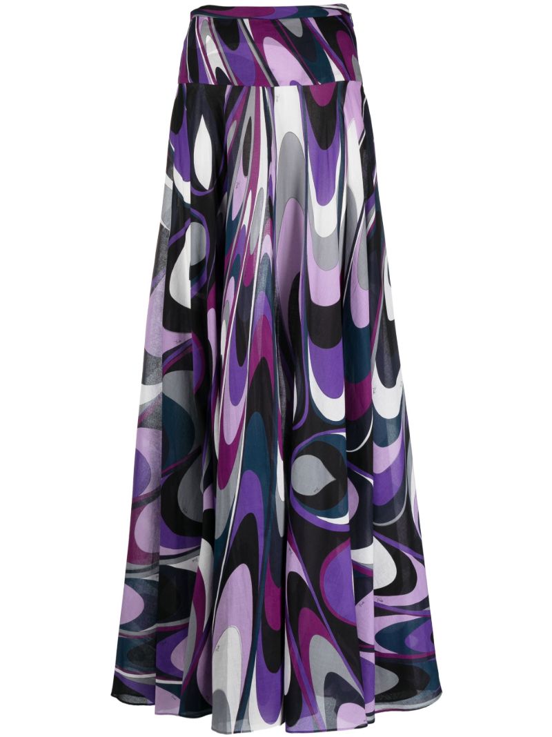 Purple Marmo-print Maxi Skirt