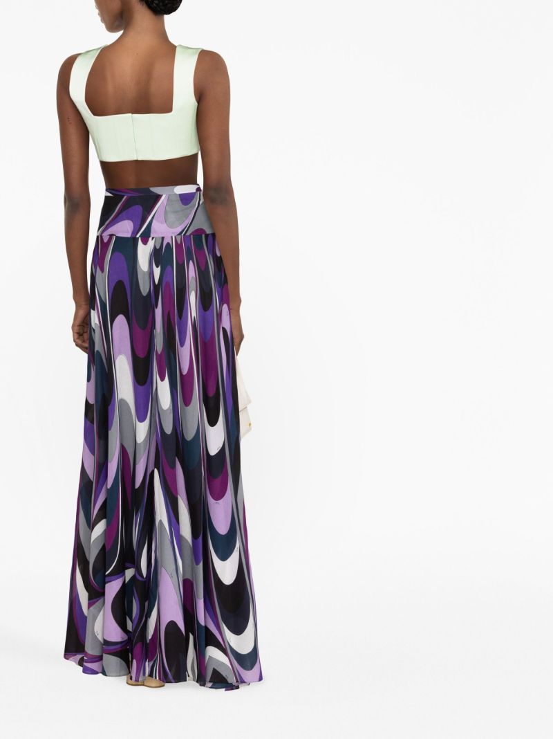 Purple Marmo-print Maxi Skirt